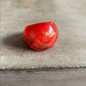 Red and Gold Glass Ring
